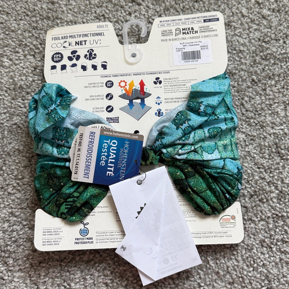 NWT! Buff | green and blue Coolnet UV adult Buff - Picture 2 of 2